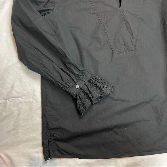 J. Crew Eyelet Cuff Top in Black, size XS- VGUC - Picture 3 of 4
